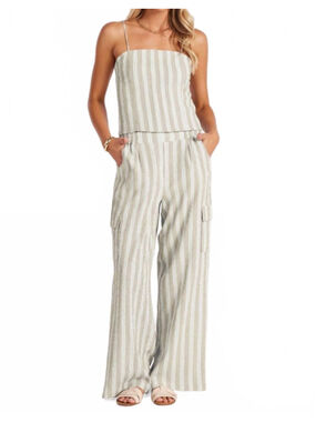Women's Bishop + Young Striped Wide Leg Cargo Pants Set, Size S